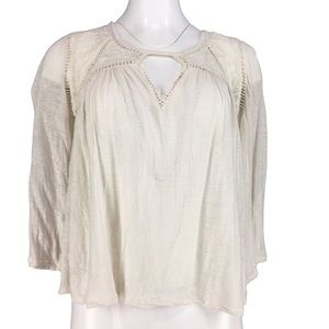 Lucky Brand Embroidered Blouse Ivory Size Medium